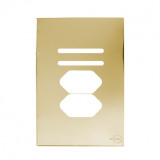 Placa p/ 2 Interruptores + tomada dupla 4x2 - Novara Glass Dourado
